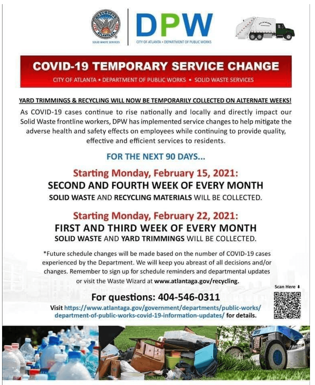 CoA Temporarily Changes Solid Waste Services